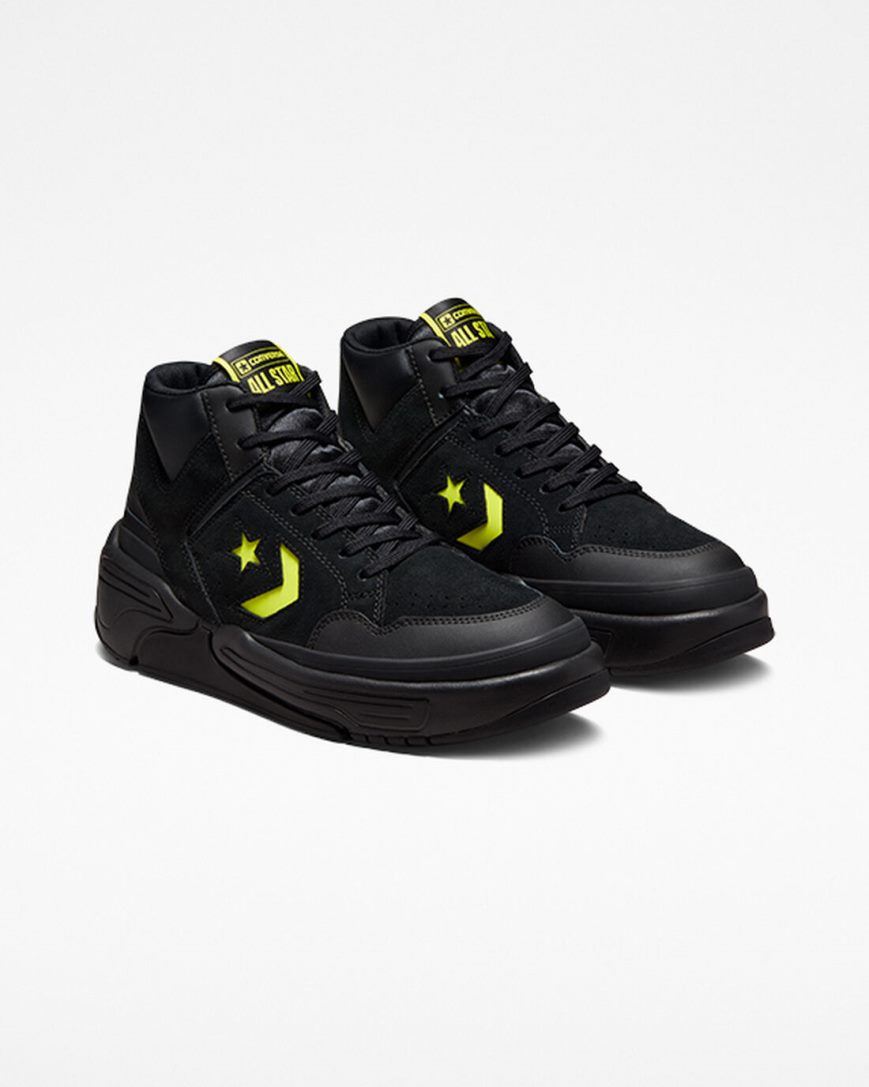 Men's Converse Weapon CX Monster Clash High Top Shoes Black / Yellow | AU E5C34R